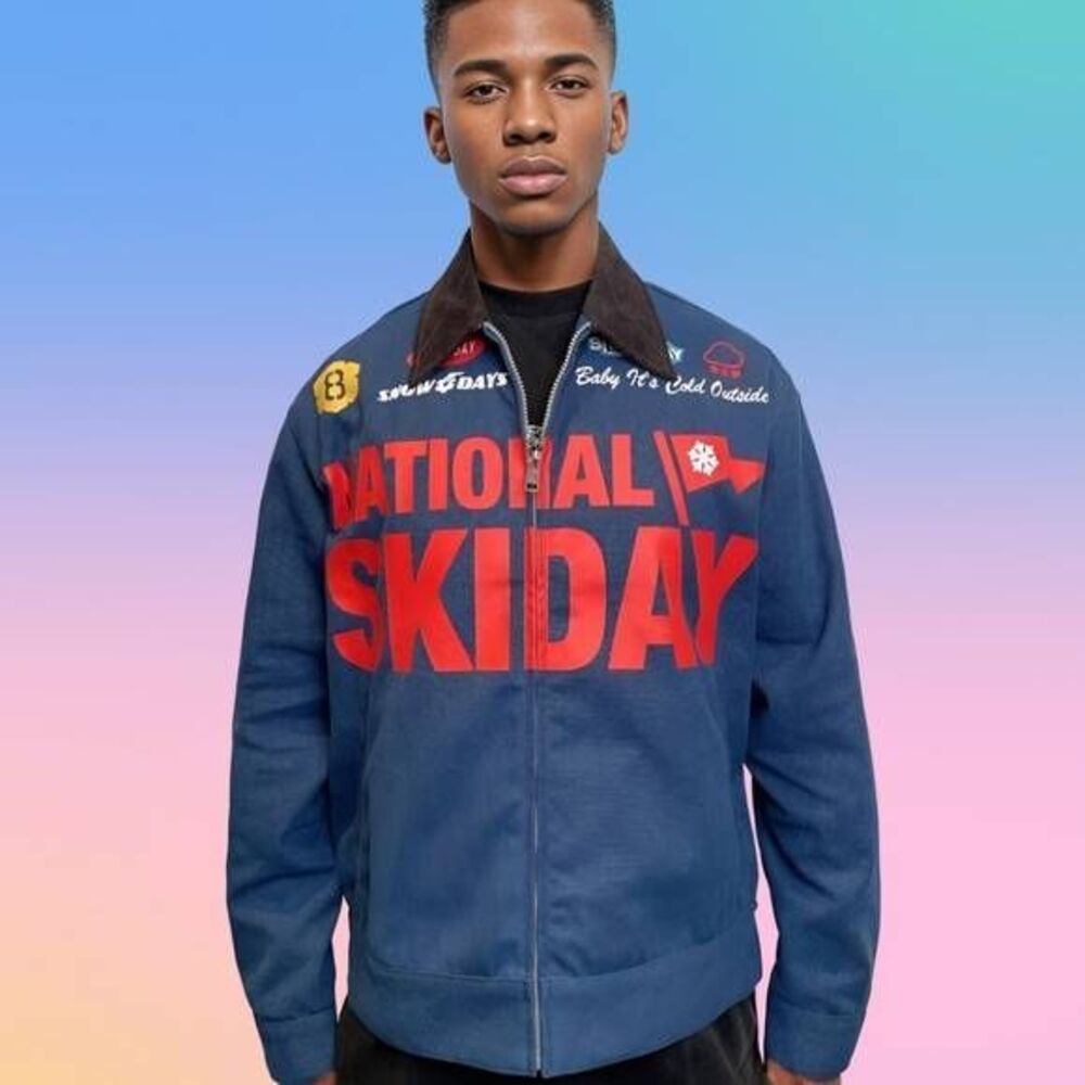 Snowday Denim Jean Bomber Race Jacket NWT XXL Unisex Streetwear Utility Outdoor